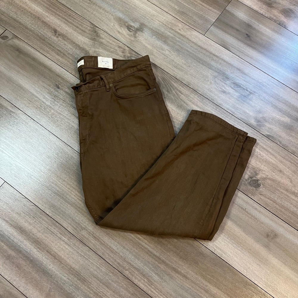 Billy Reid 5 Pocket Pant Mens 36 Brown Cotton Twill Straight Leg Made in USA